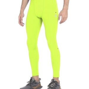 PIQIDIG Mens Workout Leggings Yoga Running Pants with Pockets Small Neon Green